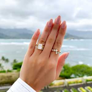 4 Carat Textured Diamond Engagement Ring 14k Real Gold Cushion Cut Lab-Grown Diamond Ring 18k Gold Prong Set Modern Bridal Women - Product Image 6