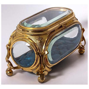 Boîtes à bijoux modernes en laiton et verre biseauté en gros |   Boîte de rangement pour bijoux élégante, faite à la main, finition moulée sous pression, couleur et taille personnalisées - Product Image 4