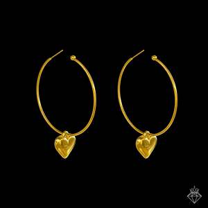 PRAO Anti-Tarnish Golden Heart <b>Hoops</b> <b>Fashion</b> <b>Earings</b> with Premium Anti-Tarnish Finish - Product Image 3