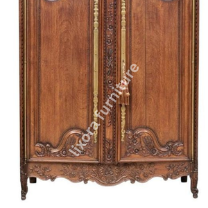 Luxury Handcrafted Solid Wood 2 Door <b>Wardrobe</b> Ornate French Country Carving Antique Oak Armoire - Product Image 4