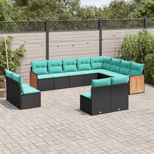 Conjunto de Sofás para Patio en Negro y Azul, Colección de Muebles Elegantes para Exteriores - Product Image 1