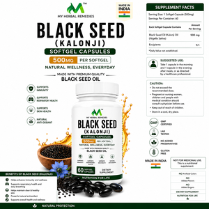 Cápsulas de Aceite de Semilla de Comino Negro MY HERBAL REMEDIES, Extracto Puro de Nigella Sativa, Fórmula para Antioxidantes y Bienestar Diario - Product Image 6