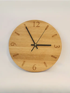 Round Wooden Wall <b>Clock</b> with Carved Branch Pattern Minimalist Scandinavian Quartz Analog Black Hands - Product Image 4