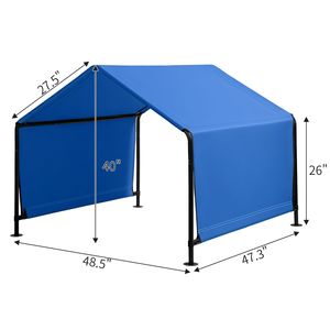 Cuccia per Animali Domestici 4x4x3.3FT in Tubo di Ferro Nero Rivestito in PVC, Tenda Blu Impermeabile con Telo in Poliestere Resistente ai Raggi UV e Fondo Cucito, Arredamento per Animali Domestici - Product Image 6