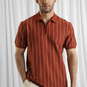 Chemises décontractées pour hommes tendance, toutes saisons, de haute qualité, 100% coton, unies, vintage, tricotées, respirantes, logo personnalisé, manches courtes - Product Image 2