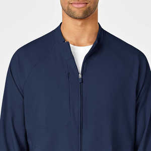 Men's Navy <b>Blue</b> Medical <b>Scrub</b> Jacket Zip-Up Hospital Uniform Polyester Woven Fabric for Healthcare Workers - Product Image 4