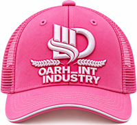 Casquette Snapback 5 Panneaux en Maille Rose OARH_INT INDUSTRY MC-1281, Polyester/Coton, Logo en Caoutchouc en Relief sur le Devant, Décontractée, Unisexe, Ajustement Réglable