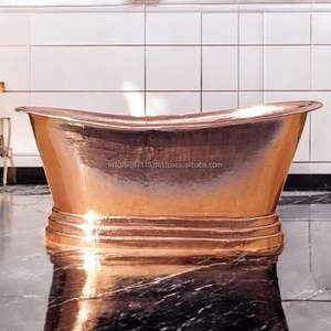 Oval copper bath tub designed to enhance relaxation <b>aesthetics</b> and premium interior bathroom layouts concepts trends homes - Product Image 4