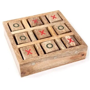 Juego de Mesa Tic Tac Toe de Madera Rústica Ecológica, Forma Cuadrada, Decoración para Mesa de Interior, Juego Familiar - Product Image 4