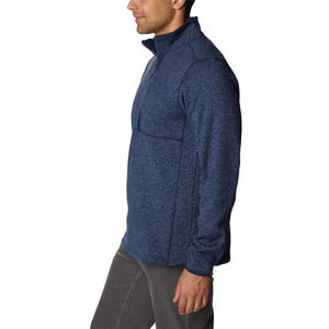 Custom <b>Design</b> Winter Warm Men Half Zip Stand Collar Solid Color Sweatshirt-Eco-Friendly Breathable Casual Wear - Product Image 3