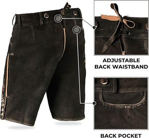 Old Style Plus Size High Embroidered Lederhosen for Men | Antique <b>Look</b> Bavarian <b>Leather</b> <b>Shorts</b> | Handmade Oktoberfest Costume - Product Image 4