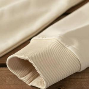 Sudadera con Capucha de Felpa de Algodón Beige para Hombre, Corte Holgado, Estilo Casual, con Bolsillo Tipo Canguro, Manga Larga, Color Sólido - Product Image 3