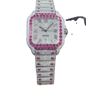 Reloj de Pulsera Unisex de Lujo Clásico de Acero Inoxidable con Bisel Personalizado, Piedra Verde Redonda de Moissanita, Resistente al Agua, de Cuarzo - Product Image 2