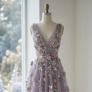 Tela de Tul Bordada con Flores 3D de Lujo para Vestidos de Noche, Material de Encaje con Cuentas Hechas a Mano, Venta al Por Mayor - Product Image 1