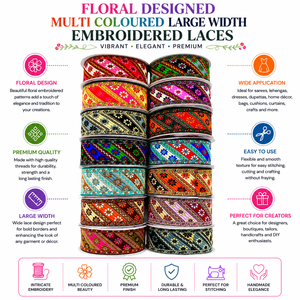 Encajes Bordados de Gran Ancho con Diseño Floral Multicolor para Moda, Decoración y Suministro al por Mayor para Exportación - Product Image 6