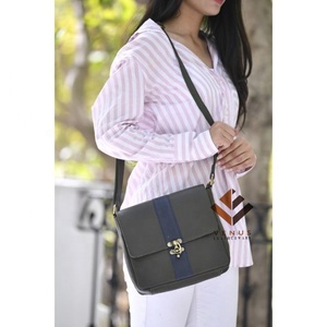 Customized 100% Genuine Leather Cross Body <b>Small</b> Sling Shoulder Bag Purse With Flap Buckle Closure And Adjustable Shoulder Strap - Product Image 2