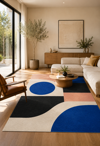 Alfombra de Lana Anudada a Mano con Diseño Geométrico Abstracto, Alfombra Moderna con Bloques de Color, Alfombra de Diseño Contemporáneo, Tamaño Personalizado - Product Image 3