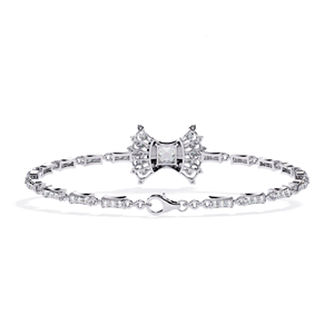 Princess Cut Diamond Star Chain Bracelet 18K <b>Solid</b> <b>Gold</b> Rhodium Plated Women's Wedding Jewelry GIA Certified Luxury Style - Product Image 2