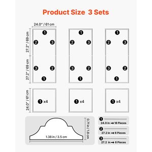 Set di 3 Pannelli Murali in Polistirolo Leggeri e Verniciabili, Facili da Installare, Impermeabili, Profilo Largo per Decorazione - Product Image 2