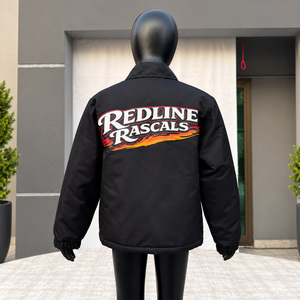 Jaqueta Bomber de Corduroy Preto à Prova de Vento com Estampa do Logo RR e Fecho de Zíper para Meninos no Outono - Product Image 6