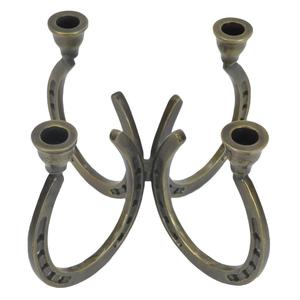 Table Centerpiece Items Horse <b>Shoe</b> Style Candle <b>Holder</b> Metal Candle Stand 4 Arms Brass Antique Finish Latest Design - Product Image 1