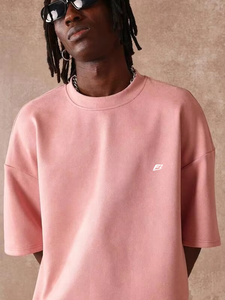 เสื้อยืดสตรีทแวร์ปักลายขนาดใหญ่พิเศษสำหรับผู้ชาย ผ้าคอตตอนหนา 100% สไตล์ฮิปฮอป ลำลอง หรูหรา ขายส่งจากสหรัฐอเมริกา - Product Image 2
