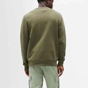 Sweat-shirt à col rond pour homme, vert olive, coupe classique, vêtement décontracté pour l'automne, tricot uni, pull respirant en coton - Product Image 3