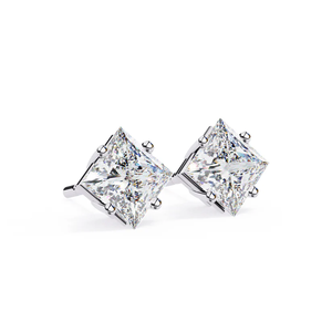 Pendientes de Plata de Ley 925 con Moissanita Corte Princesa de 6x6 mm, 2.40 CT, Engaste de 4 Puntas, Joyería Fina Elegante para Mujer - Product Image 1