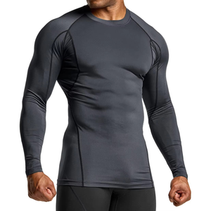 T-shirt de compression athlétique à manches longues pour homme, tissu extensible premium, anti-transpiration, soutien musculaire, vêtements d'entraînement, OEM ODM, vente en gros - Product Image 2