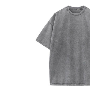 <b>Acid</b> Wash <b>Drop</b> Shoulder Oversized Knitted 100% Cotton Men's T-Shirt Solid O-Neck Custom Logo Anti-Wrinkle Short Sleeve - Product Image 2