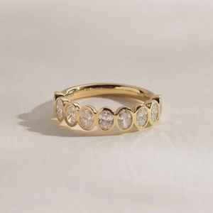 Bague demi-bague ovale empilable en diamant de laboratoire de qualité supérieure, or massif 14 carats, bijou de mariage ou de promesse raffiné pour votre partenaire - Product Image 3