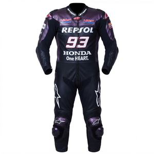 Traje de Carreras MotoCP de Marc Marquez, Traje de Cuero de Una Pieza Premium para Pista con Deslizadores, Mono/Traje OEM con Protección CE - Product Image 1