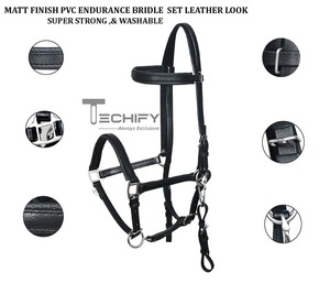 Súper calidad estilo inglés Tack Endurance Halter brida riendas con placa de pecho conjunto ecuestre Tack aspecto de cuero mate - Product Image 5
