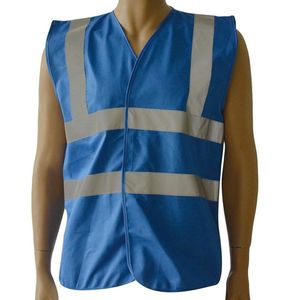 Veste de sécurité bleue haute visibilité personnalisée avec logo, tissu réfléchissant, veste de travail, logo et design personnalisés - Product Image 3
