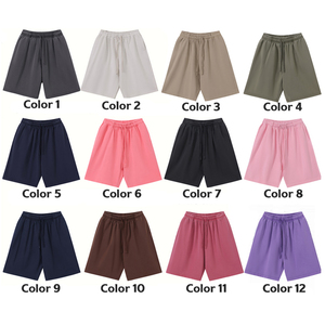 Shorts en coton uni pour homme avec cordon de serrage, décontractés, respirants, taille mi-haute, pour un usage quotidien - Product Image 5