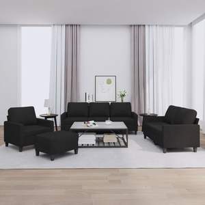 Black Polyester Metal Textilene and Plywood <b>Sofa</b> <b>Set</b> for Living Room - Product Image 1