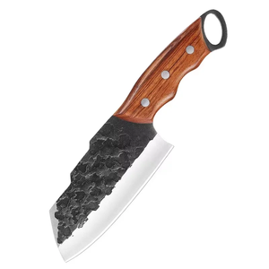 Couteau à découper en acier carbone forgé à la main avec manche en bois, outil de boucher haute dureté pour la découpe de la viande et la préparation culinaire - Product Image 1