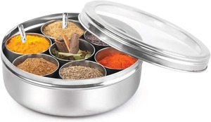 Stylish Metal Spice Organizer <b>Box</b> Decorative Lid Kitchen Masala Storage Container for <b>Herbs</b> Seasoning Home Use - Product Image 6