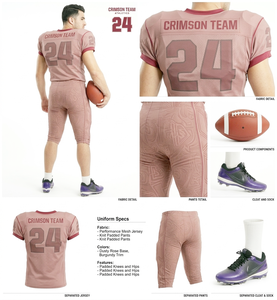 Uniforme de Fútbol Americano de Malla con Poliéster de Calidad Profesional en Color Rosa, Conjunto de Jersey con Pantalones Cortos y Logotipo Personalizado - Product Image 4