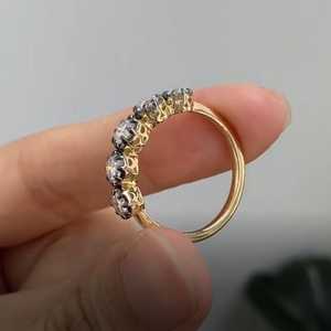 Five Stone Round Cut Moissanite Halo Ring original 925 Silver <b>Black</b> Rhodium for Women's Anniversary Gift For Partners - Product Image 2