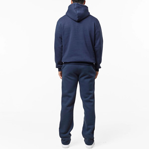 Survêtement homme coupe décontractée, ourlet ouvert, bleu marine, doublure polaire 300 g/m², poignets et ourlet côtelés, capuche croisée - Product Image 2