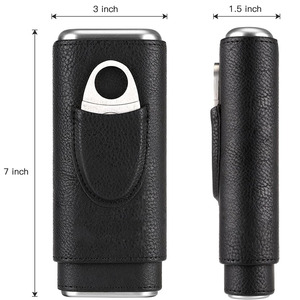 Estuche compacto de cuero para cigarros, estilo ejecutivo, con cortador integrado y acabado en cuero para uso diario, venta al por mayor a bajo precio. - Product Image 5