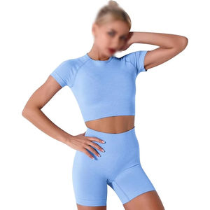 Conjunto Deportivo de 2 Piezas para Mujer, Ropa Deportiva sin Costuras para Gimnasio, Fitness, Yoga, con Cuello Halter - Product Image 3
