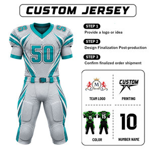 Camiseta de Fútbol Americano Personalizada para Hombre, Sublimada, Transpirable, de Poliéster, Cuello en V, Manga Corta, Número de Equipo 50 - Product Image 1
