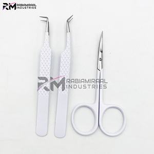 Pince à épiler pour extensions de cils RMI March Expo, produit tendance, pointe argentée/blanche, ciseaux à cuticules, ensemble de pointes à 45 et 90 degrés - Product Image 4