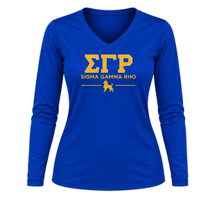 T-shirt personnalisé à manches longues pour femme Sigma Gamma Rho, col rond, en coton décontracté, avec logo personnalisé, vente en gros - Product Image 1