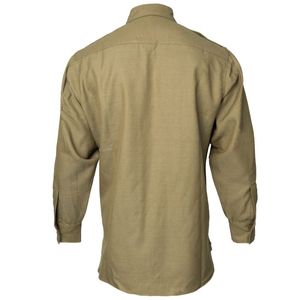 Chemise homme vert olive, manches longues, boutonnée, en coton tissé, formelle, durable, tissu kaki, chemises de costume. - Product Image 3