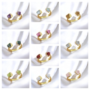 Natural Amethyst Rough Gemstone <b>Ring</b> 925 Silver Gold Plated | Birthstone Jewelry for Women - Product Image 6