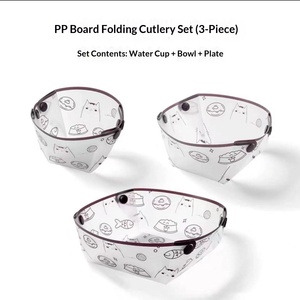 PP Outdoor Folding Plate Portable Outdoor Camping Multi functional Fruit Tableware Waterproof Thickened Tableware Set - Product Image 4