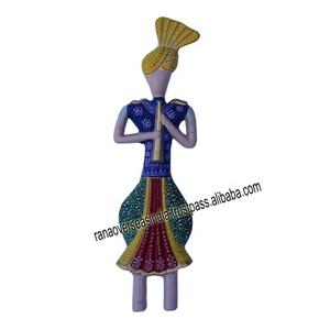 Tradition Aluminium Tribal Rajasthani Musicien Sculpture Murale Musicien Statue Pour Restaurant Maison Café Hôtel - Product Image 1